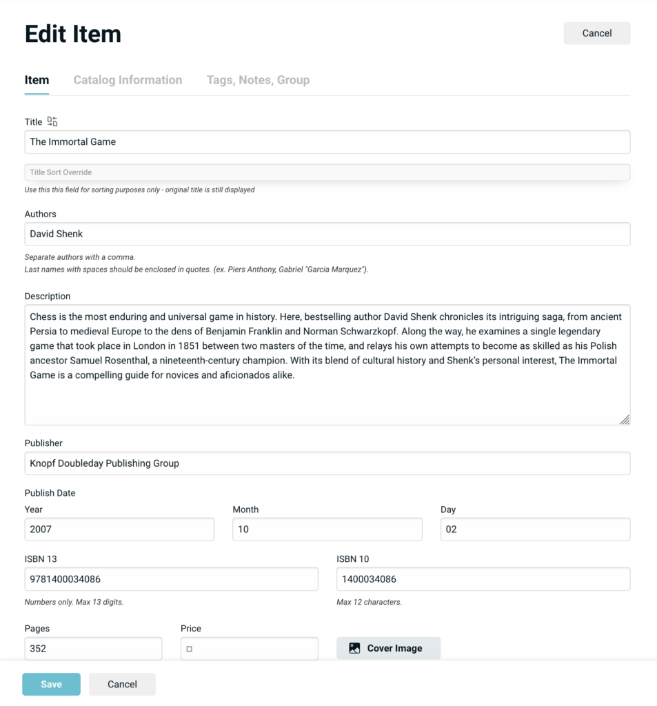 Edit Item View